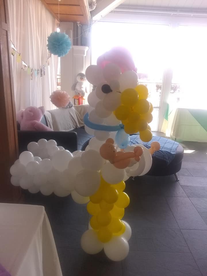 Life size balloon stork for a christening