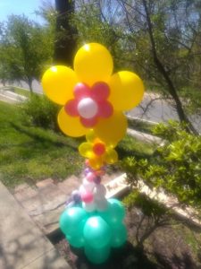 Yellow and pink balloon flower for outside decoration