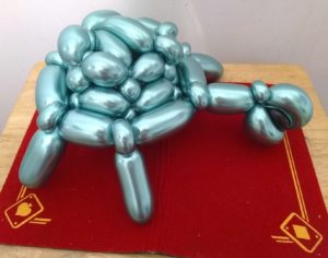 Twisted green chrome turtle balloon