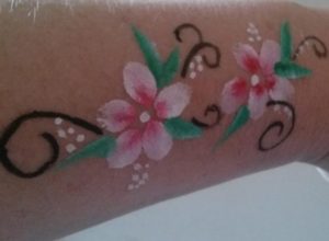 Pink flowers hand painted for an event