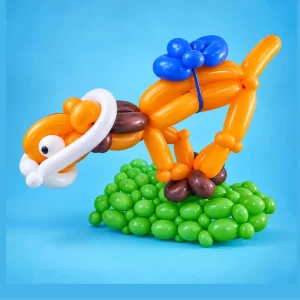 Elaborate balloon horse sculpture by a Long Island balloon twister.