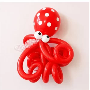 Red balloon octopus created by Daisy’s Art and Magic for balloon twisting parties in Long Island and Queens, NY