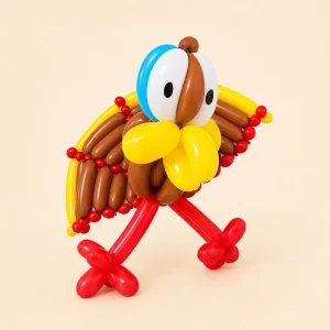 Colorful balloon turkey sculpture created by a Long Island balloon twister